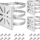 3 Pcs Universal Vertical Pole Mount for Security Camera Wall Mounting Bracket with 6 Loops Stainless Steel Metal Pole Bracket for CCTV Camera Indoor Outdoor Solar Panel LED Wall/Stage Light