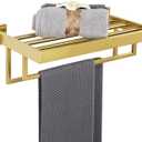 Alise 16 Inch Towel Racks for Bathroom, Towel Rack Wall Mounted with Double Towel Bars, SUS 304 Stainless Steel Towel Shelf, Heavy Duty Hand Towel Holder, (Gold Finish)