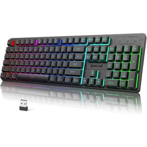 Redragon K521KS Wireless Gaming Keyboard, Tri-Mode BT/2.4G/USB-C RGB Mechanical Feeling Keyboard with Multimedia Keys, 4000mAh Battery, Anti-Ghosting, Compatible with PC - Upgrade