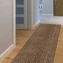 AYOHA Runner Rug 2' x 6' Indoor/Outdoor Carpet Runners, Hallway Kitchen Entryway Bedroom Area Rugs with Natural Non-Slip Rubber Backing, Garage mat, Brown/Brown Strip