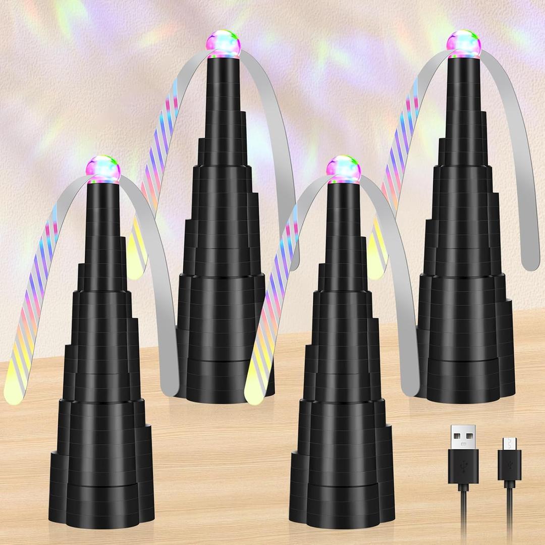 Fly Fans for Tables, Rechargeable Fly Fan for Outdoor Table, Food Fan Table Top with Colorful Light, Fly Spinner for Home Party Picnic, Restaurant, Camping