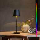 Cordless Table Lamps, Outdoor Solar LED Lamp, 4000mAh Rechargeable Bottle Lamp, Touch RGB Color Stepless Dimming Light for Bedroom, Restaurants, Patio, Camping,Bar Black