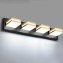 Bathroom Lights Fixtures Over Mirror, 360°Rotate Modern LED Vanity Lights for Bathroom, 32W Dimmable & High CRI Acrylic Wall Lighting, No Assembly Required (Black Gold, 4-Light, 24 Inch)