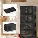 Hanyi 140 QT 4-Tier Storage Bins with Lids, Collapsible Cabinet, Black