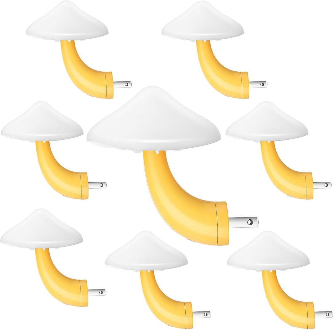 Mudder 8 Pack Mushroom Night Light Plug in 7 Color Changing LED Mushroom Nightlight Lamp Cute Light Sensor Wall Lamps for Adults Gifts