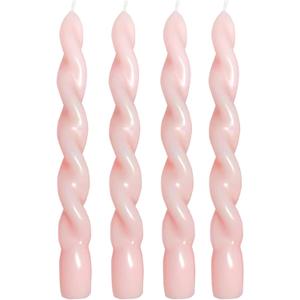 4 Pcs Baby Pink Twisted Spiral Candle Sticks, 7.47 Inch Unscented Smokeless Pink Candlesticks, Aesthetic Girly Taper Candles for Wedding Bridal Shower Baby Shower Birthday Party Dinner Table Decor
