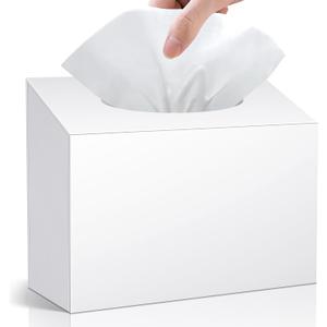 Acrylic Hand Towel Box Cover Compatible with Kleenex Disposable Hand Towels Wall-Mounted Paper Towel Dispenser Suitable for Tabletop, Bathroom, Car, and Office Use (Glossy White) (Normal)