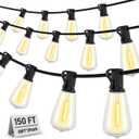 String Lights for Outside, 150FT (50FT 3 Pack) Patio Lights Outdoor Waterproof with 75+6 Shatterproof Vintage Bulbs, Plug in Hanging Light for Porch, Blacony, Backyard, Bistro, Garden, 2700K