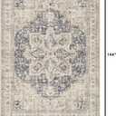 Tortania Area Rug Living Room Rugs - 9x12 Washable Boho Rug Vintage Oriental Distressed Farmhouse Large Thin Indoor Carpet for Living Room Bedroom Under Dining Table Home Office - Cream Blue