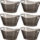 Patelai 6 Pcs Plastic Ice Buckets with Handles,7 Liter,Black Clear (EXP 01/01/27)