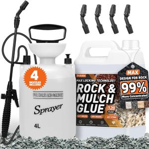 Rock Glue, 1Gallon Mulch Glue for Landscaping with Sprayer, Fast-Dry Strong Pea Gravel Stabilizer Landscape, Non-Toxic Long-Lasting Dries-Clear Strong Pea Gravel Binder for Pebble Pine Outdoor Garden Rock Glue, 1Gallon Mulch Glue for Landscaping with Sprayer, Fast-Dry Strong Pea Gravel Stabilizer Landscape, Non-Toxic Long-Lasting Dries-Clear Strong Pea Gravel Binder for Pebble Pine Outdoor Garden