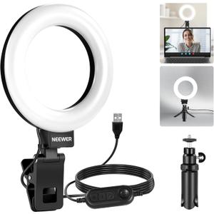 NEEWER Basic 5" Ring Light for Video Conference Lighting, Clip on Light Kit with Desk Tripod Stand for Monitor Laptop Computer Zoom Call Live Streaming Remote Working Learning Video Recording, BR60