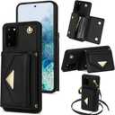 Asuwish Phone Case for Samsung Galaxy S20 FE 5G 6.5 inch Wallet Cell Cover with Credit Card Holder Stand Shoulder Crossbody Strap S 20 EF UW S20FE5G S20FE 20S S2O Fan Edition 4G G5 Women Girls Black