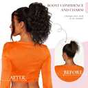 12 Inch Curly Ponytail Extension - Clip in Ponytail Hair Extensions, Natural Claw Clip Ponytail Extension, Synthetic Clip on Ponytails for Women (Color: Chestnut Brown with Blonde Highlights)