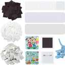 100 Sets 50mm/1.97 Inch Square Button Parts, Include 50 Fridge Magnet Maker Supplies and 50 Pin Making Supplies for Square-Shaped Button Maker Machine, DIY Gift Crafts