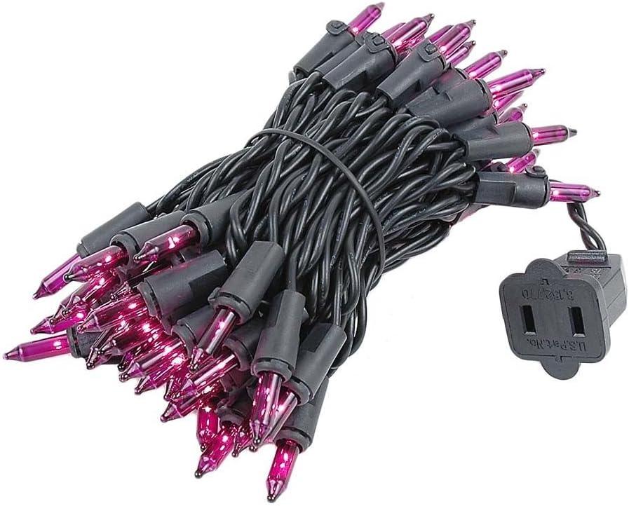 Novelty Lights 11 Feet 50 Bulbs Traditional Incandescent Mini Lights, Purple on Black Wire with 2.5" Spacing, Commercial Grade and UL Listed for Indoor/Outdoor Use, End-to-End Connectable