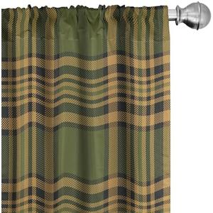 Lunarable Plaid Curtains, Tartan Pattern in Autumn Tones Old Fashioned Design Country Illustration, Window Treatments 2 Panel Set for Living Room Bedroom, Pair of - 28" x 63", Olive