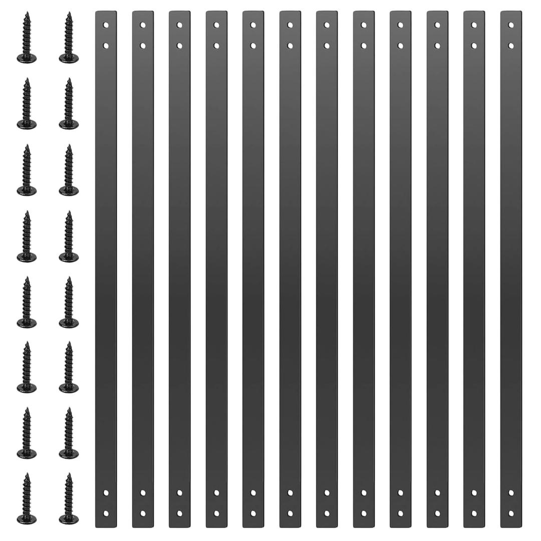 Akenow 51 Pack Metal Deck Spindles, 36"X1", Heavy Duty Railing, Flat Straight Baluster with Black Screws, Stylish for Outdoor Stair Porch