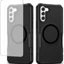 Case for Galaxy S24 Case, Samsung S24 SM-S921U Case with Tempered Glass Screen Protector, [Compatible with MagSafe] Military-Grade Shockproof Protective Phone Cover for Samsung Galaxy S24 Black