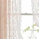 FINECITY Blush Lace Curtains 84 Inch Length - Rustic Country Floral Design Lace Curtain 2 Panels Set for Girls Bedroom, Privacy Scalloped Vintage Lace Window Curtains, 52 x 84 Inch, Blush Pink