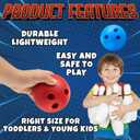 Kids Bowling Set - 10 White Plastic Pins & 2 Lightweight Bowling Balls - Family Fun Indoor & Outdoor Toddler Bowling Set Game for Boys & Girls, Educational & Active Play Toy, Birthday Gift Ages 3+