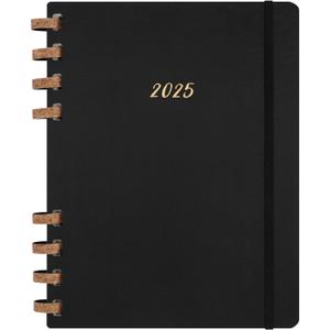 Moleskine Spiral 12 Month 2025 Solar Year Planner, Hard Cover, XL (7.5" x 9.75"), Black, 200 pages