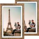 Capcillin 11x17 Picture Frame Wood Pattern Rustic Brown Poster Frame Set of 2, Wall Mounting,Plexiglass,Great for Prints, Mural,and Art(CP001-MD11x17BR)
