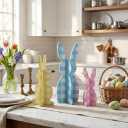 Valery Madelyn Easter Decorations, Bunny Decor Table Centerpiece, 3 Pcs Wooden Easter Decor Indoor, Cute Bunny Decorations for Table Shelf Tiered Tray Home Livingroom Kitchen Bedroom, 5-8 inch
