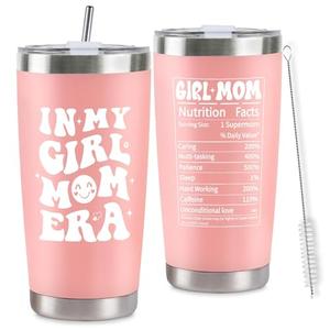 Mom Gifts for New Mother, In My Girl Mom Era Christmas Gifts for Pregnant Women Mama, Expecting Moms to Be, First Time Mother Mommy Wife Sister Mothers Day, 20 Oz Pink Stainless Steel Tumbler Set