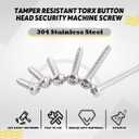 Hilitchi 210 Pcs #6 Stainless Steel Button Head Torx Sheet Metal Screws Silver Security Anti-Theft Tamper Proof Screws Assortment Kit with Screwdriver Bit T15 (#6 x 1/2" ~ #6 x 1-1/2")
