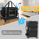 Petskd Side Expandable Extra Large Cat Carrier with Wheels and Litter Box, 24"x17"x17" Soft-Sided Pet Carrier for 2 Cats Under 55 lbs with Zipper Locks for Car Travel (Black)