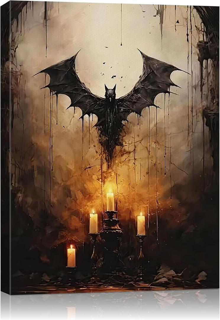 AbcCustomize Halloween Canvas Wall Art, Gothic Dark Academia Wall Decor, 16"L x 24"W
