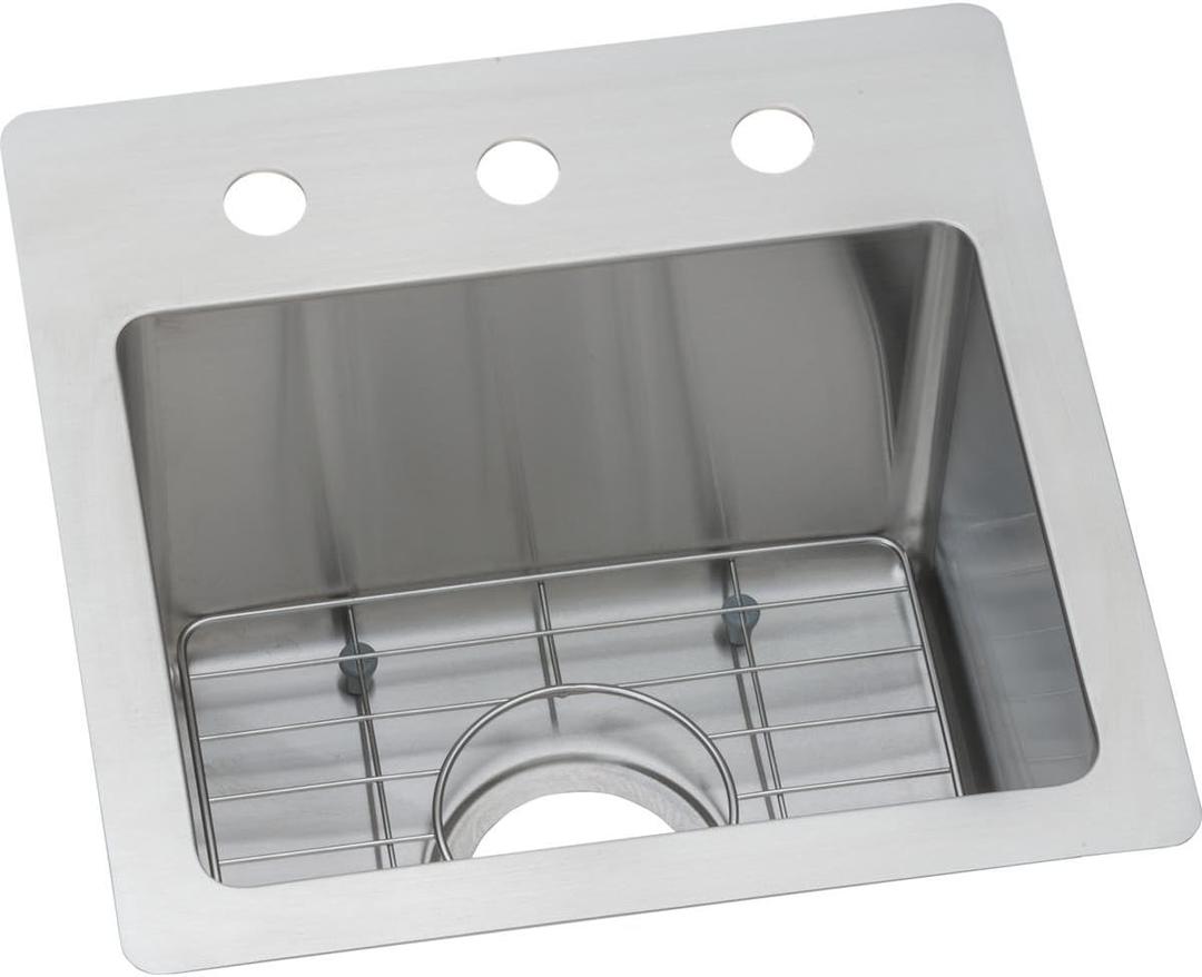 Elkay Crosstown ECTSR15159TBG3 Single Bowl Dual Mount Stainless Steel Bar Sink Kit
