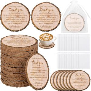 Hushee 200 Pcs Wedding Favors for Guests Cork Coasters Bulk Thank You for Celebrating with Us Party Decoration Wood Coaster Rustic Wedding Gift Bridal Shower Party Favors(Tree Bark)