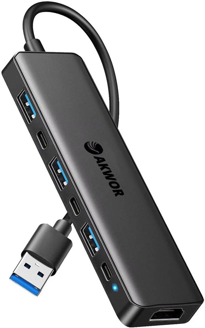 USB 3.0 to HDMI Adapter, USB 3.0 Hub with HDMI 1080P, USB-A&C Data & Power Ports, Docking Station Extender for Monitor, PC, Laptop, Desktop Support Windows 7/8/10 & Mac OS