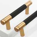 Guoharda 12 Pack 3 Inch 76 mm Bronze and Black Knurled Cabinet Handles Cabinet Pulls Aluminum Handles Pulls Oxidation Finish with Diamond Pattern pulls