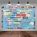 7X5ft International Flag Photo Backdrop Photography Background, Welcome of The World Christmas Backdrops Photo Booth Country Flags Banner Prop Decorations Wall Decor Tablecloth