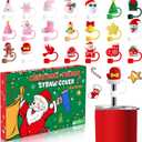 3D Advent Calendar 2025 Straw Covers Christmas 24 Days of Surprise with 10mm Straw Toppers Compatible with Stanley 30 Oz 40 Oz Tumbler Cup for Christmas Xmas Holiday Countdown Calendar Gift