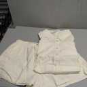 Darong Women 2 Piece Outfits Long Sleeve Button Down Blouse and Shorts Lounge Sets 9212 Beige XL