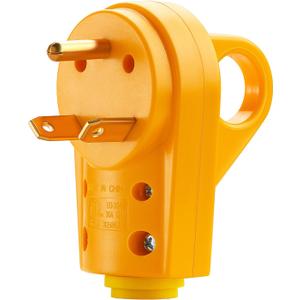 Kohree RV Replacement Plug 30 Amp Male, 125V RV Receptacle Plug, Heavy Duty RV Electrical Camper Plug Adapter with Ergonomic Grip Handle, Yellow