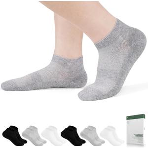 Bulinlulu Diabetic Socks for Women Men, 6 Pairs Low Cut Non Binding Socks for Women, Medium