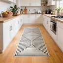 YIHOUSE 2x6 Kitchen Runner Rug Non Slip Washable, Black and White Striped Rug Runners for Entryway Hallway Non Skid, Modern Geometric Carpet Runner for Bathroom Bedroom Laundry Room