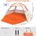 Gorich Beach Tent Sun Shelter for 3/4/6/8/10 Person with UPF 50＋ UV Protection, Lightweight & Easy Setup Beach Shade Canopy, Portable Beach Shade Tent Beach Cabana (3 Person)