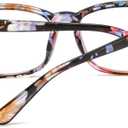 2 x Square Blue Light Blocking Glasses,Computer/Gaming/Screen Glasses for Women or Men (Flower)
