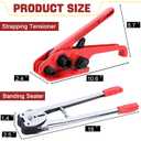 MYFAMIREA Heavy Duty Banding Strapping Kit with Tensioner Tool, 1/2" x 3500FT Polypropylene Plastic Packaging Strapping, 300 Metal Seals, Sealer Tool for Pallets, Logistics, Warehouse (Red)