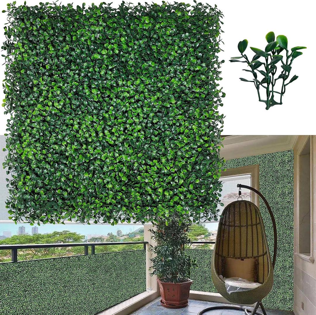 ODTORY Artificial Grass Wall Backdrop Panels,20X20 in 12P UV-Anti Greenery Boxwood Panels for Indoor Outdoor Green Wall Decor & Ivy Fence Covering Privacy