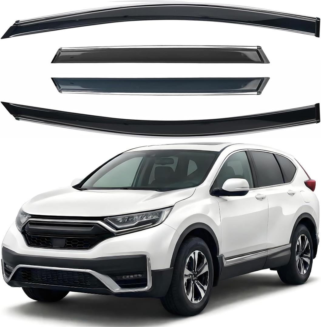 Rain Guards Window Visors 4Pcs Chrome for Honda CR-V 2017-2022 | Cars Vent Deflector Car Accessories Shatterproof Out-Channel Window Deflectors