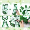Riceshoot 6 Pcs Extra Large St. Patrick's Day Tree Topper Bows 26 x 12 Inches Green Four Leaf Clover Bows for Wreaths Irish Shamrock Bows for Front Door Tree Decorations