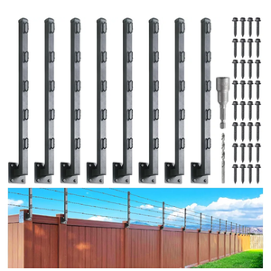 Hulave 8-Pack Fence Post Extender, High 32" Fence Barbed Wire Extend Arm, Used to add Height to Wood Fences for Privacy and to Prevent Animals from Jumping Away and Breaking in (Matte-Black)