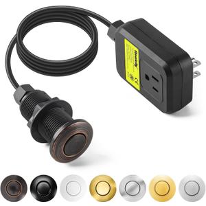 Garbage Disposal Air Switch Kit Sink Top Waste Disposal Long Stainless Steel Oil Rubbed Bronze On/Off Air Button Food and Waste Disposals Part by Etoolcity, UL Listed